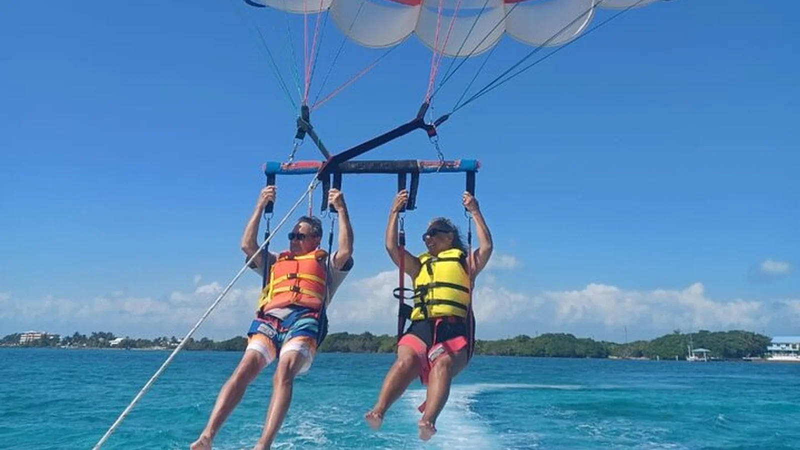 Parasailing above the Caribbean Sea